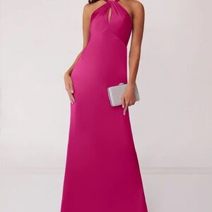 Azazie Barbie Pink Halter Maxi Dress
